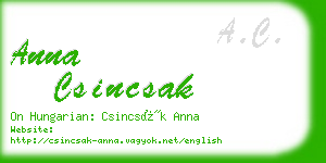 anna csincsak business card